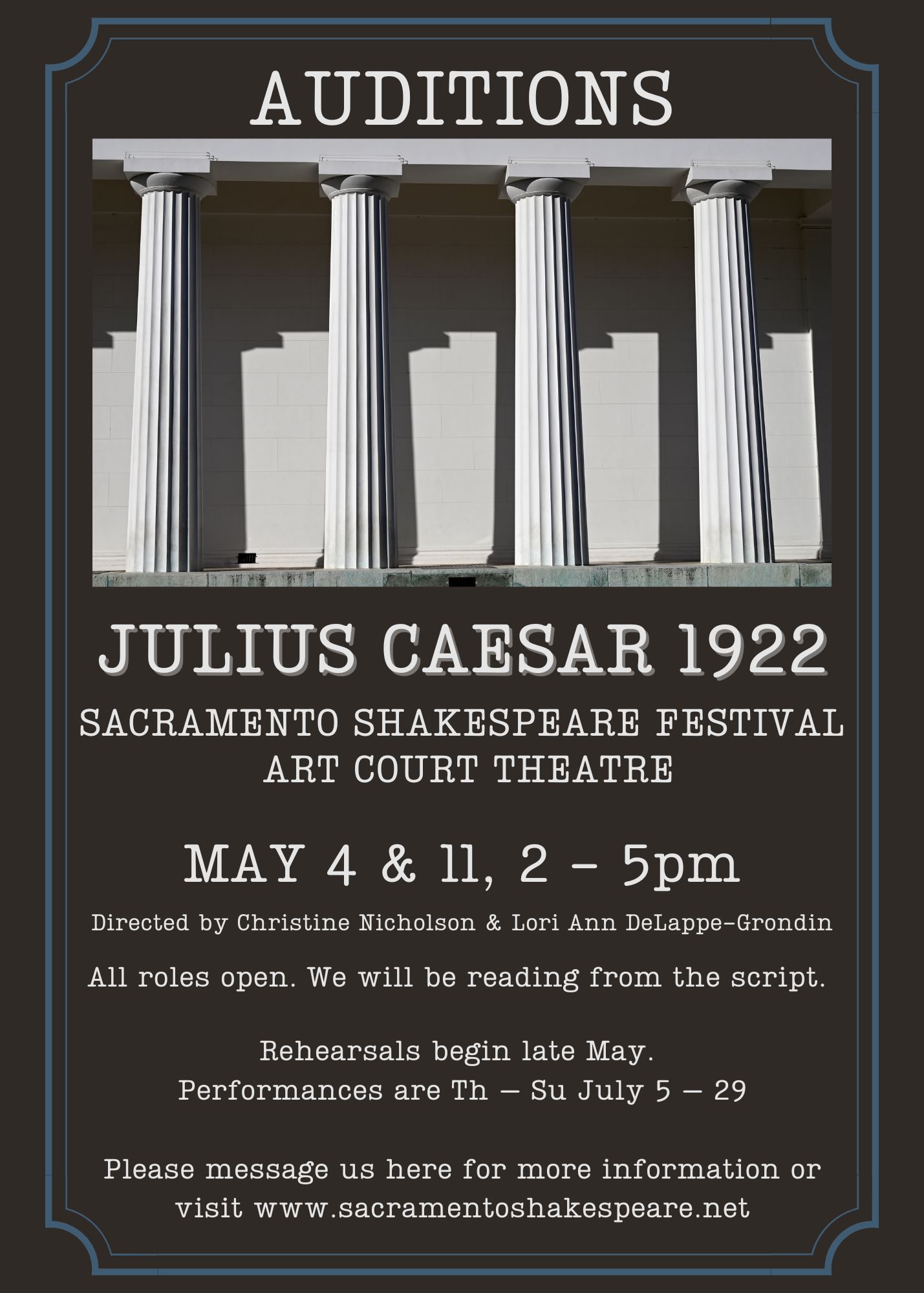 Auditions Julius Caesar 1922 Sacramento Shakespeare Festival